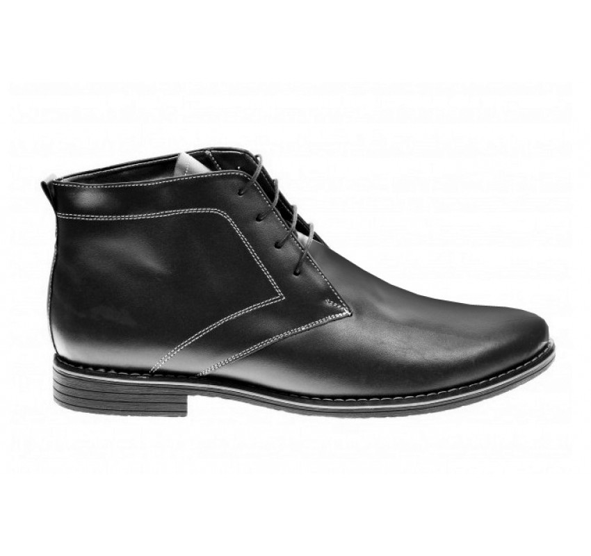 Ghete barbati casual, elegante din piele naturala imblanite, negru - BONDN