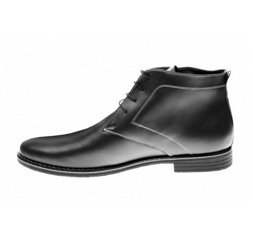 Ghete barbati casual, elegante din piele naturala imblanite, negru - BONDN