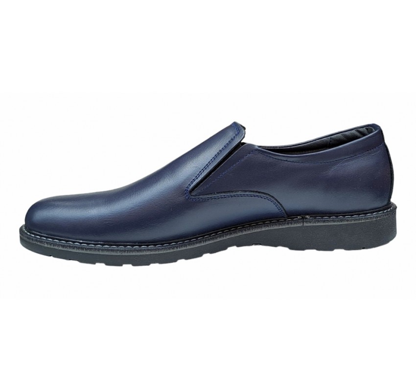 Pantofi barbati casual, cu elastic, piele naturala, Bleumarin, CORSAEBLU