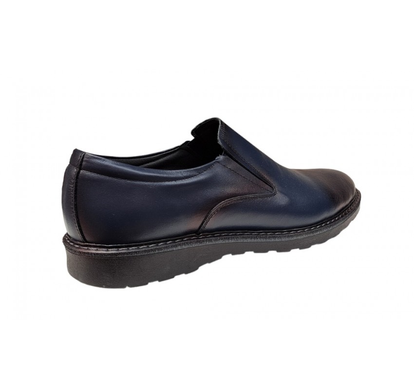 Pantofi barbati casual, cu elastic, piele naturala, Blue Navi, CORSAELBLM