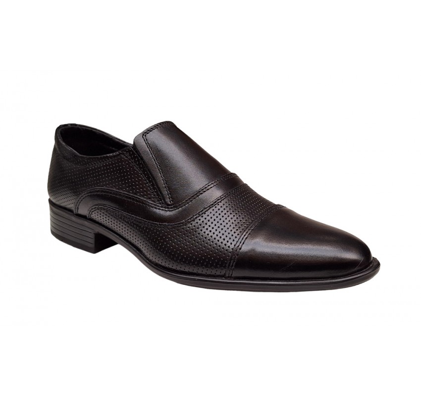 Pantofi barbati, eleganti, piele naturala, negru - GKR01N