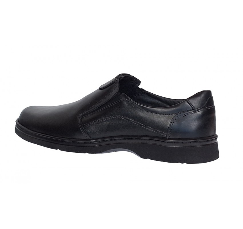 Pantofi barbati casual din piele naturala pe calapod lat cu elastic GKR104N