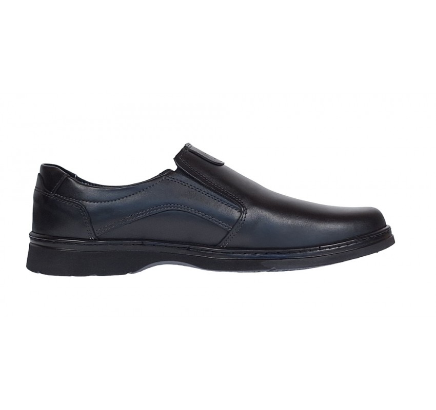 Pantofi barbati casual din piele naturala pe calapod lat cu elastic GKR104N