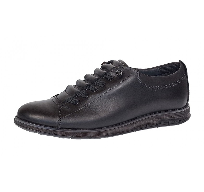 Pantofi barbati casual din piele naturala, Negru GKR120N