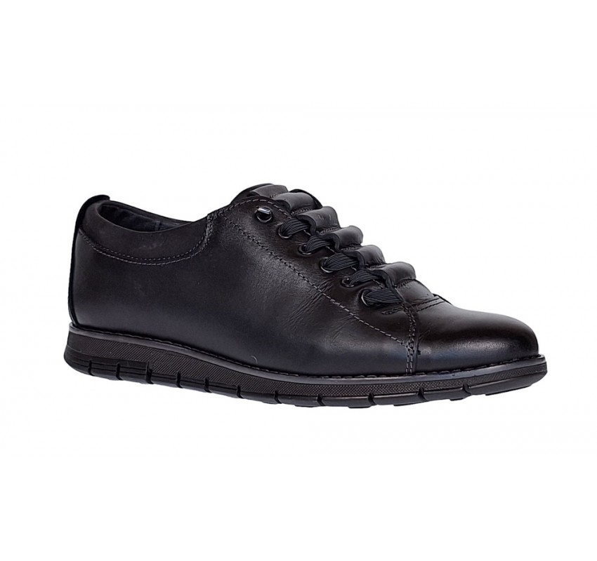 Pantofi barbati casual din piele naturala, Negru GKR120N