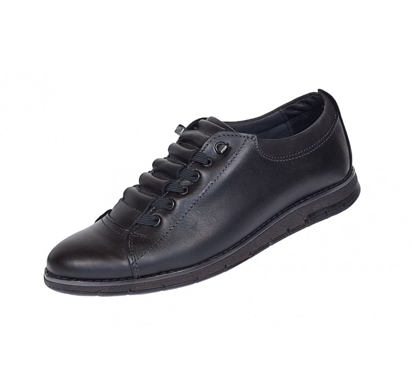 Pantofi barbati casual din piele naturala, Negru GKR120N