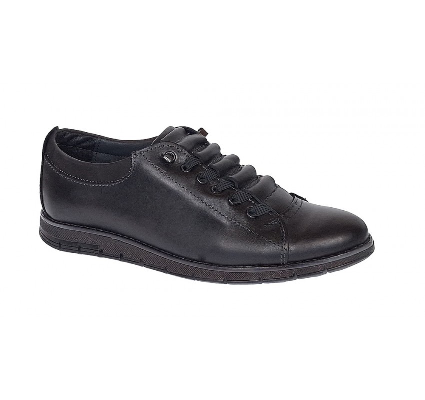 Pantofi barbati casual din piele naturala, Negru GKR120N