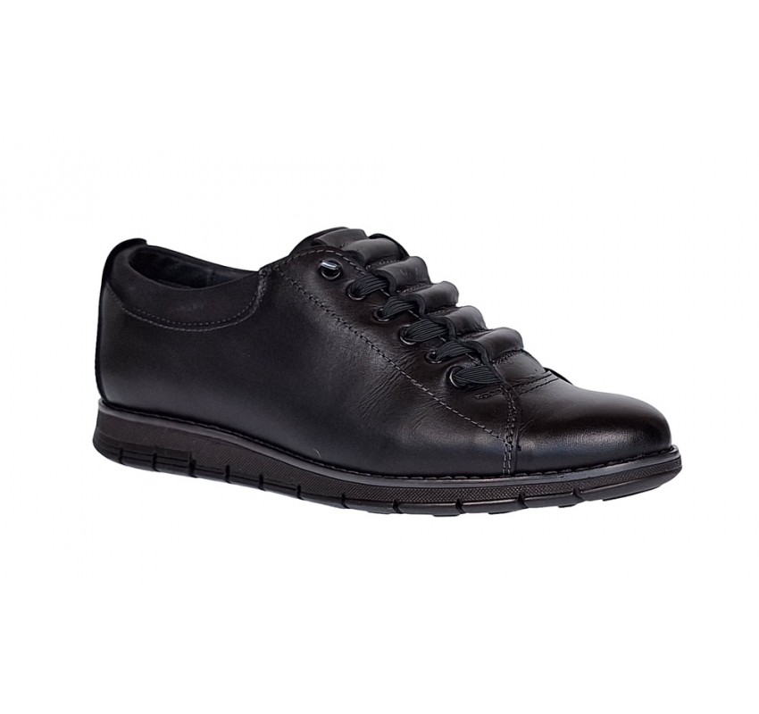 Pantofi barbati casual din piele naturala, Negru GKR120N