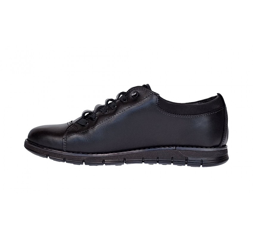 Pantofi barbati casual din piele naturala, Negru GKR120N