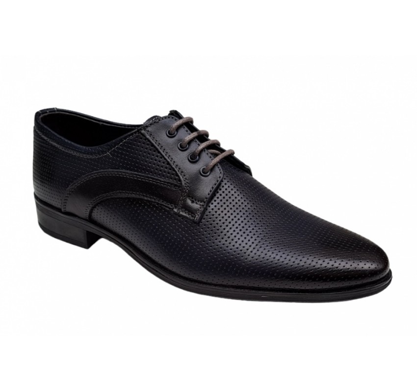 Pantofi barbati, eleganti, piele naturala, negru - GKR12N