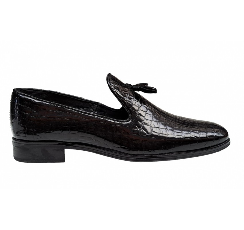 Mocasini barbatesti, piele naturala, Negru Croco, GKR17CRN