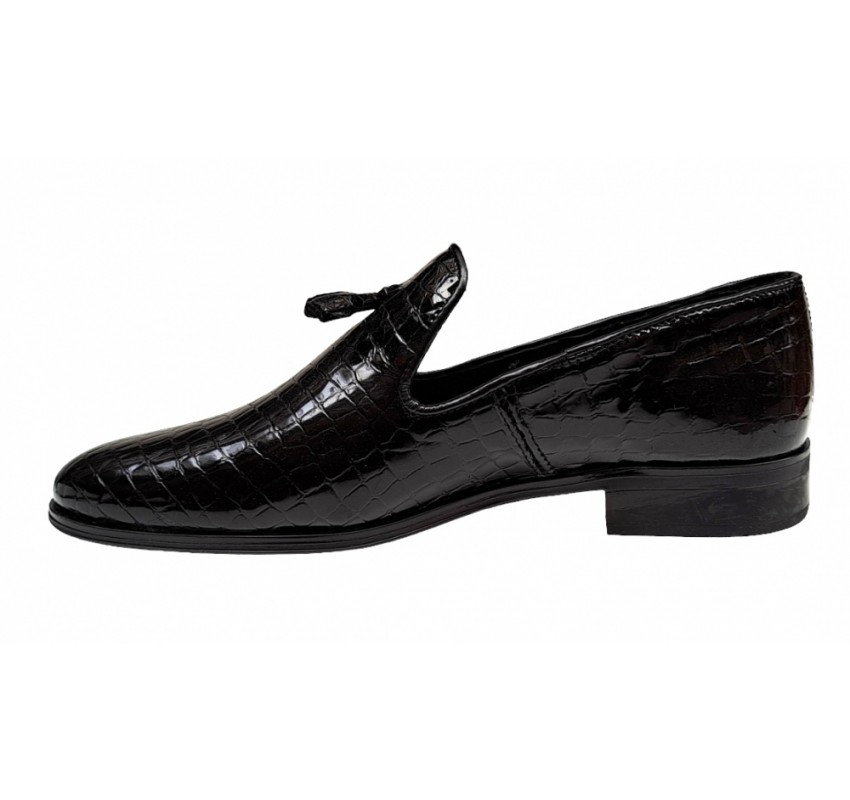 Mocasini barbatesti, piele naturala, Negru Croco, GKR17CRN