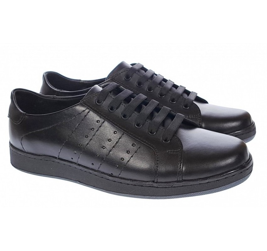 Pantofi casual barbati, din piele naturala de culoare neagra GKR2020N