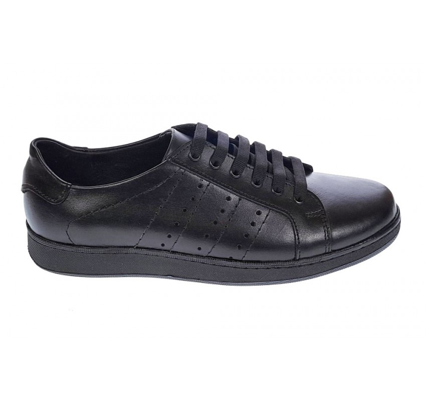 Pantofi casual barbati, din piele naturala de culoare neagra GKR2020N