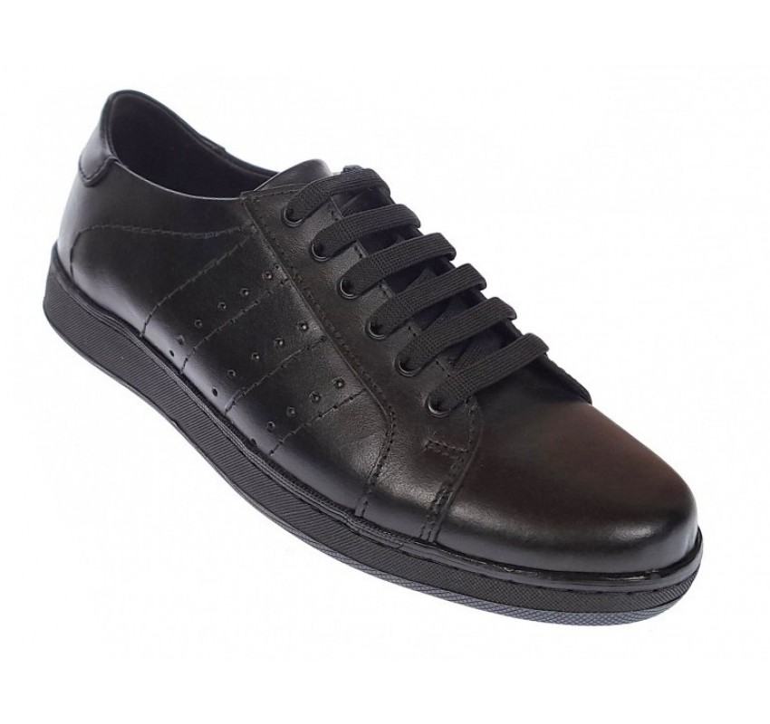 Pantofi casual barbati, din piele naturala de culoare neagra GKR2020N