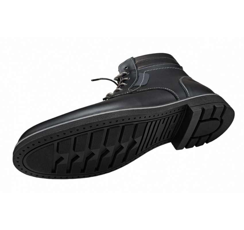 Ghete casual barbati, din piele naturala (imblanite)  TOMY, Negru, GKR26N