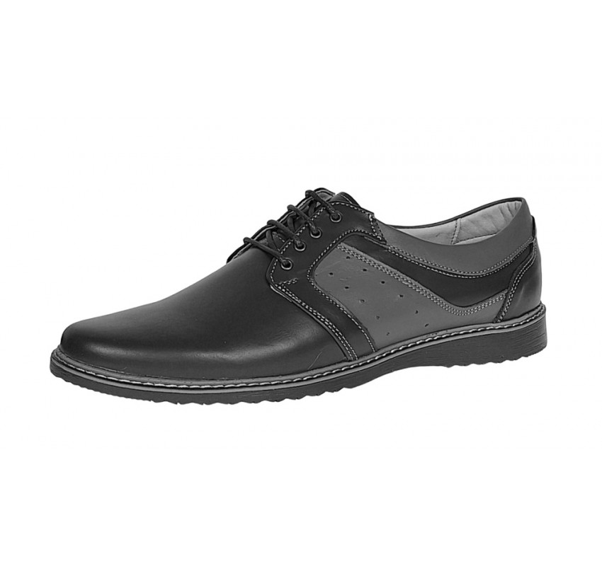 Pantofi barbati casual din piele naturala Negru GKR32N