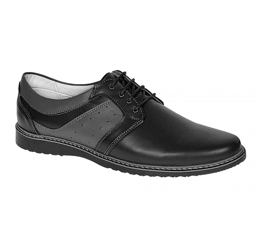 Pantofi barbati casual din piele naturala Negru GKR32N