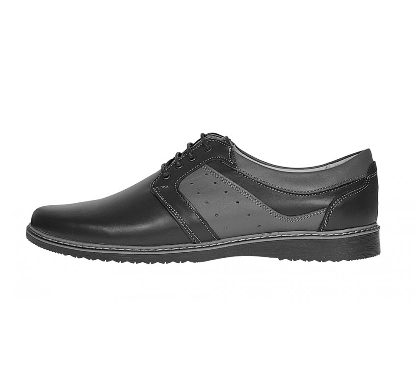 Pantofi barbati casual din piele naturala Negru GKR32N