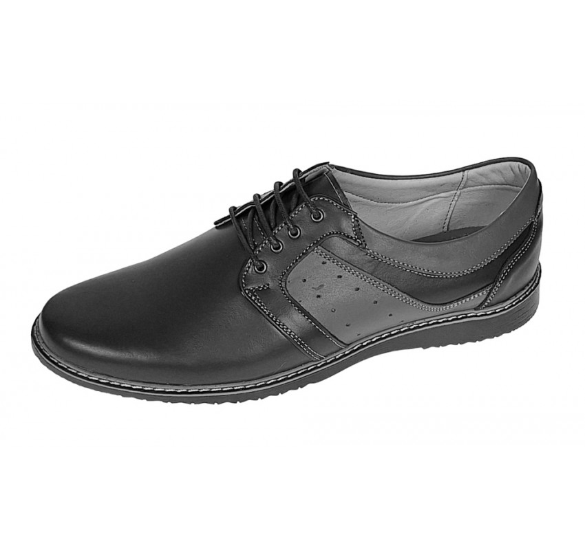 Pantofi barbati casual din piele naturala Negru GKR32N