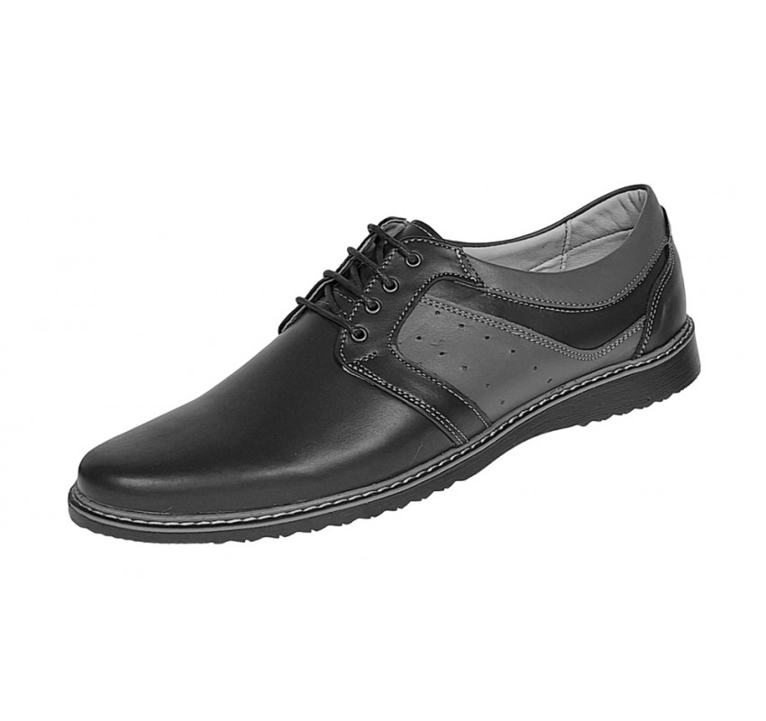 Pantofi barbati casual din piele naturala Negru GKR32N