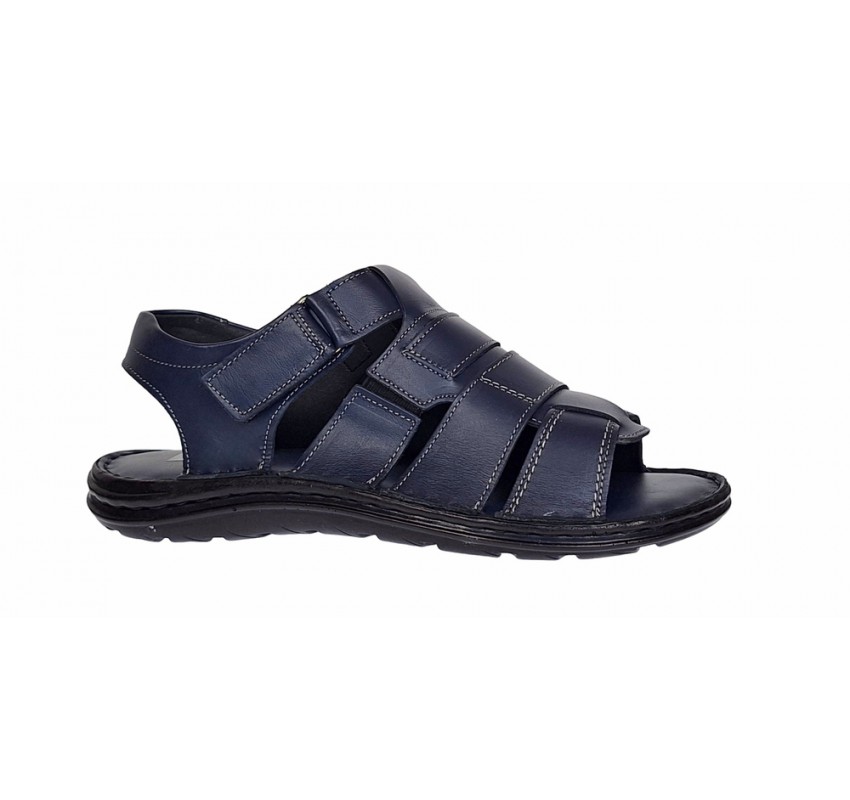 Sandale barbati casual din piele naturala bleumarin GKR47BL