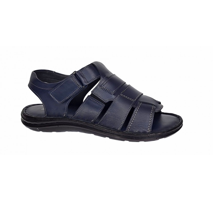 Sandale barbati casual din piele naturala bleumarin GKR47BL