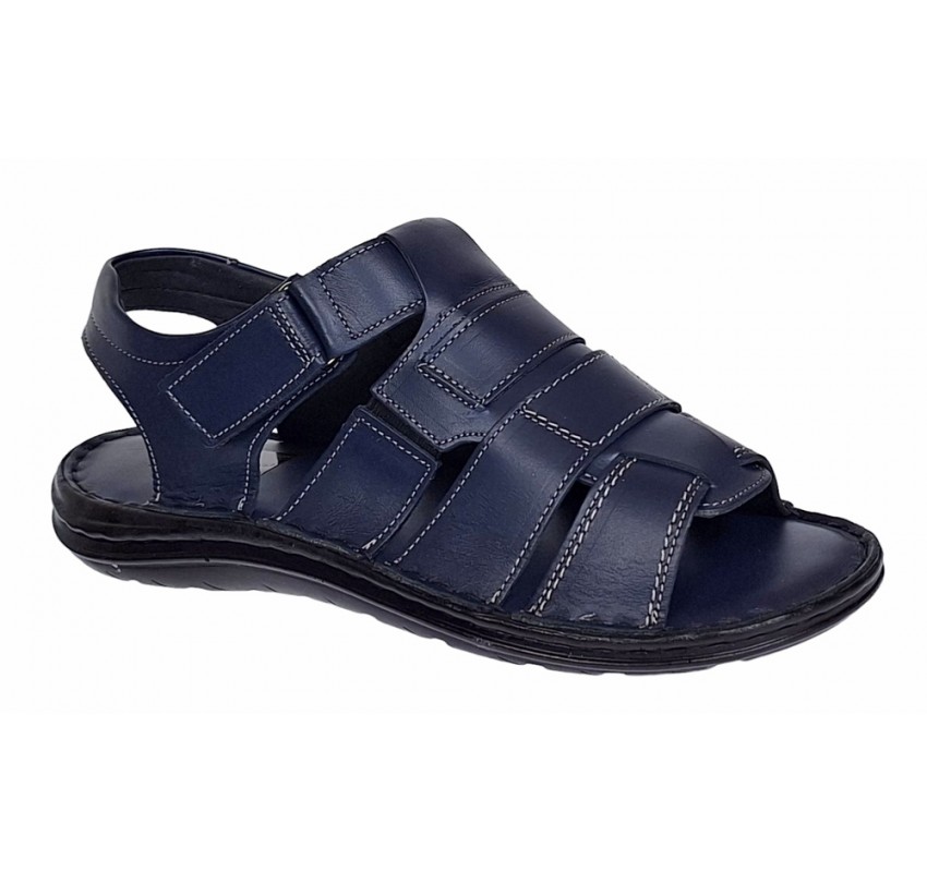 Sandale barbati casual din piele naturala bleumarin GKR47BL