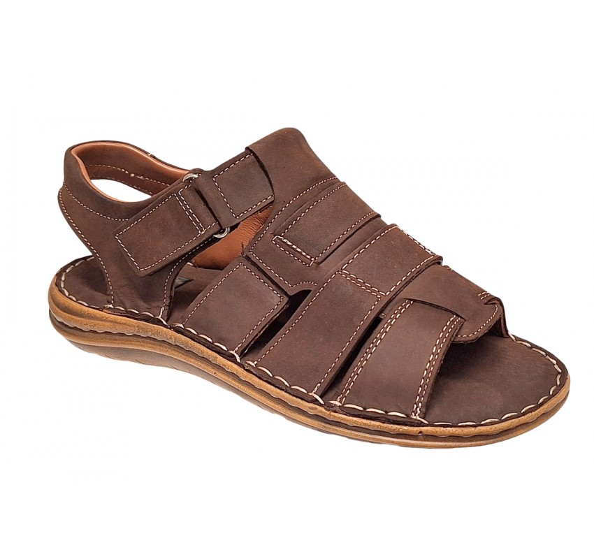 Sandale barbati casual din piele naturala maro bufo GKR47BM