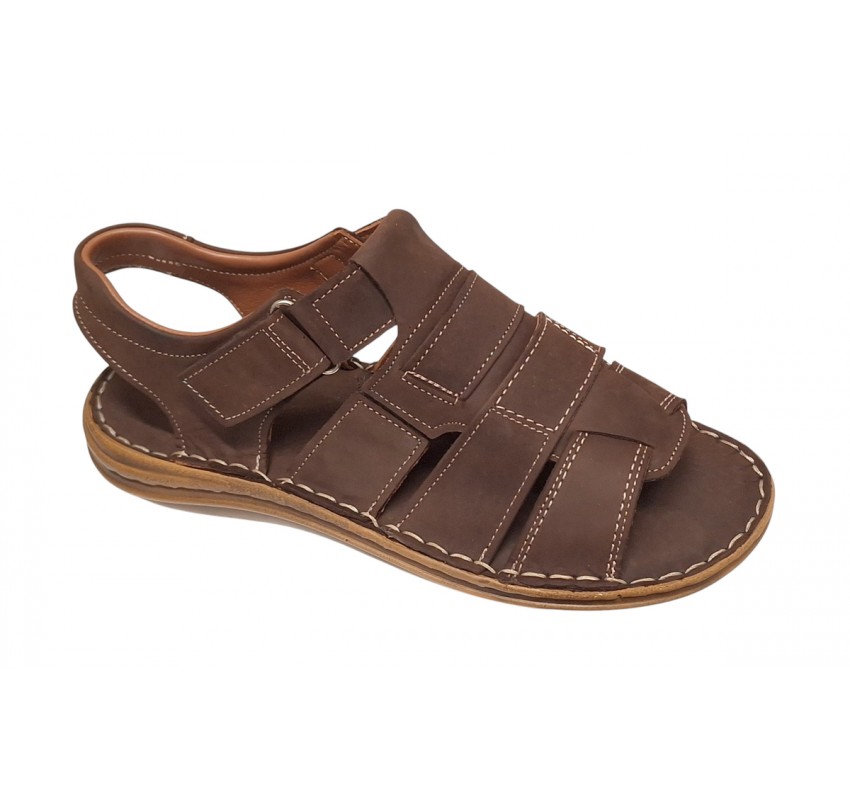 Sandale barbati casual din piele naturala maro bufo GKR47BM