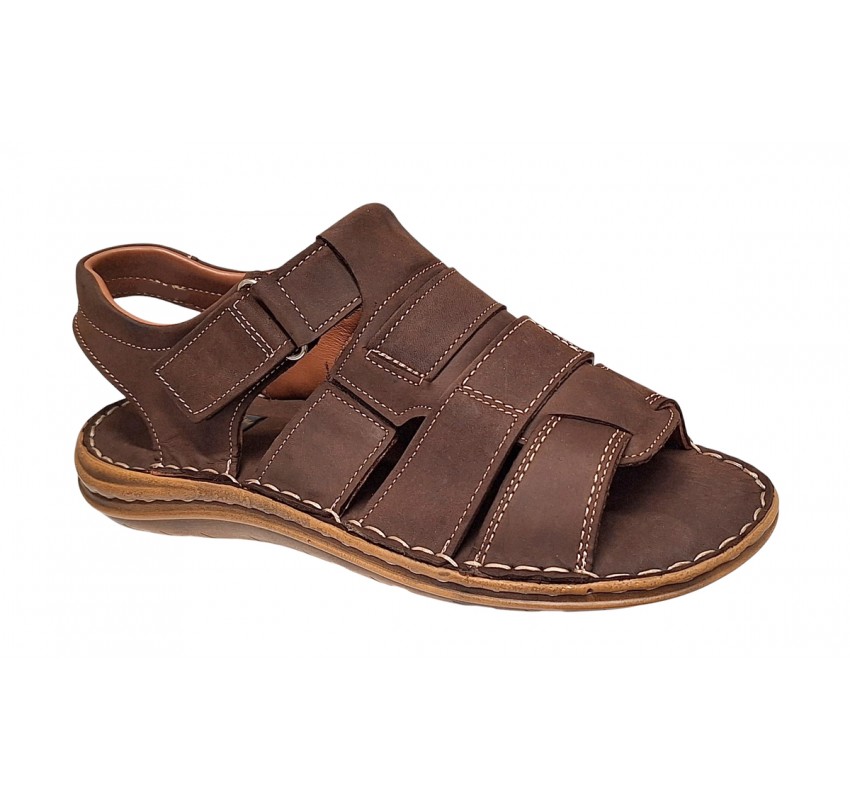 Sandale barbati casual din piele naturala maro bufo GKR47BM