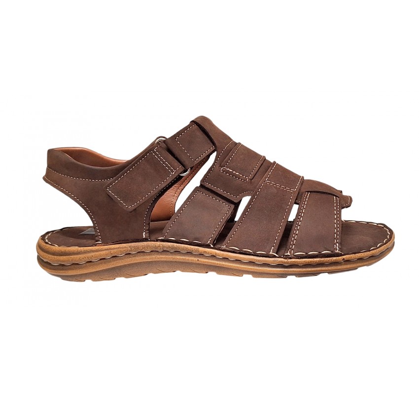 Sandale barbati casual din piele naturala maro bufo GKR47BM