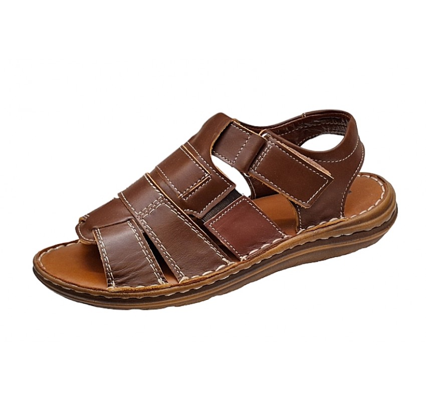 Sandale barbati casual din piele naturala maro GKR47M