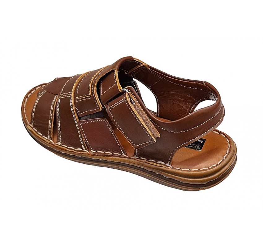 Sandale barbati casual din piele naturala maro GKR47M