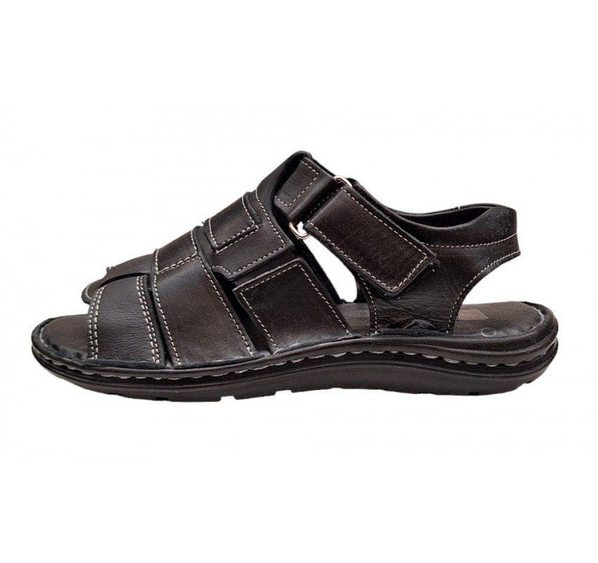 Sandale barbati casual din piele naturala negru GKR47N