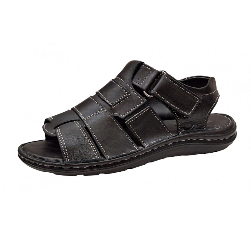 Sandale barbati casual din piele naturala negru GKR47N