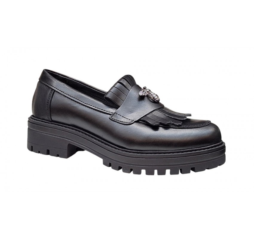 Pantofi dama casual din piele naturala Negru GKR4XN