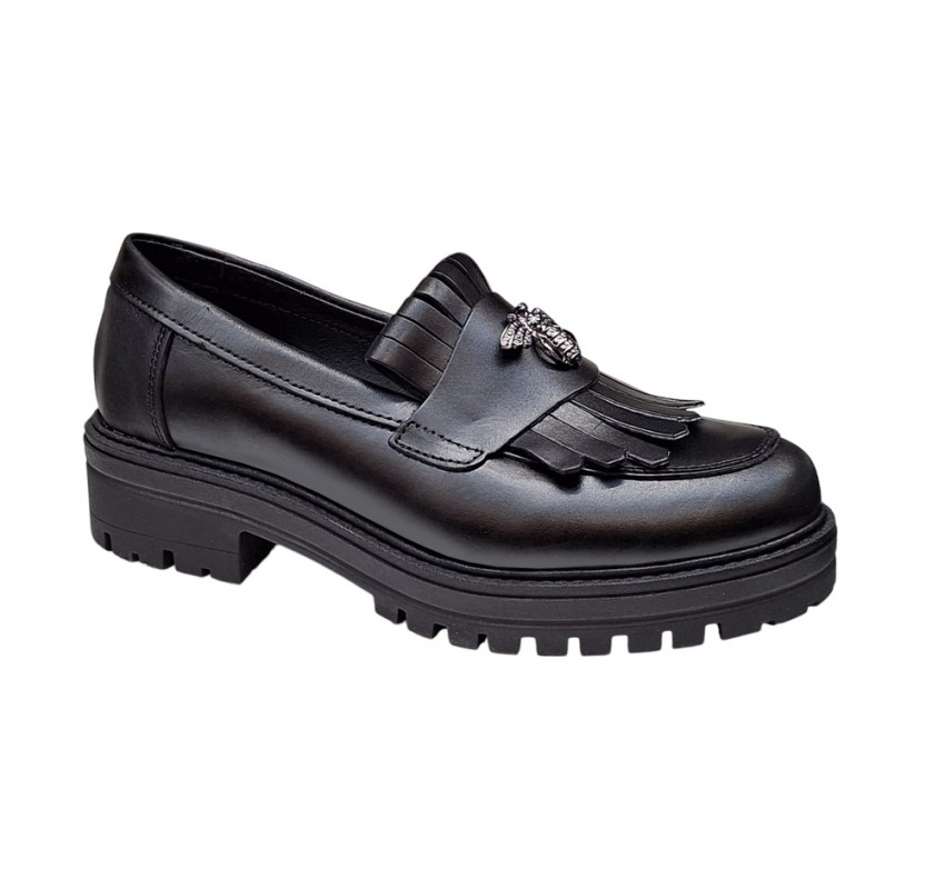 Pantofi dama casual din piele naturala Negru GKR4XN