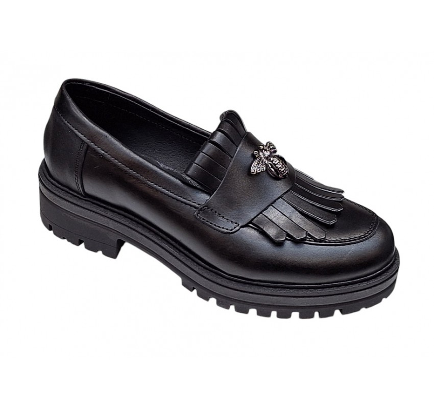 Pantofi dama casual din piele naturala Negru GKR4XN