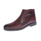 Ghete barbati casual, din piele naturala, cu fermoar, imblanite, GKR Rome Bordeaux