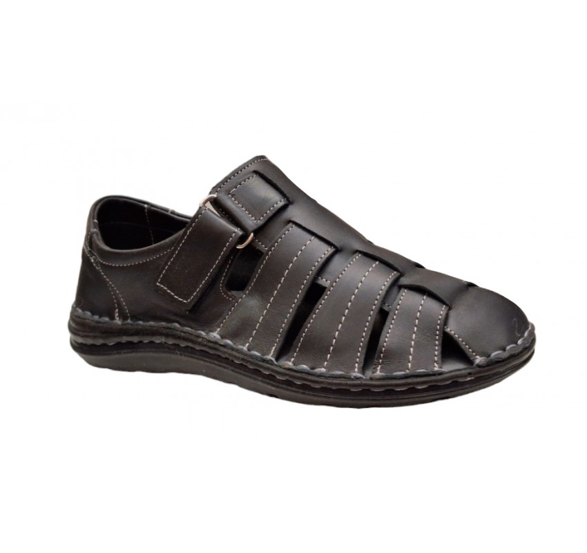 Sandale barbati casual din piele naturala Negru GKR73N