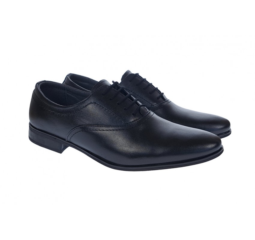 Pantofi barbati eleganti din piele naturala, Negru Box - GKR888N