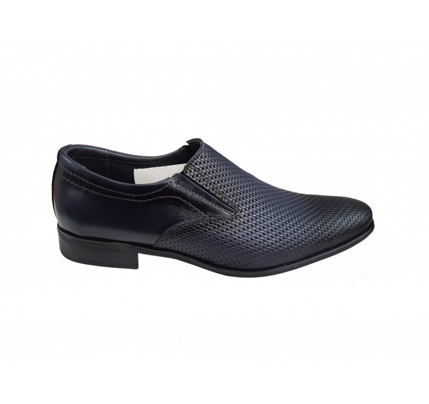 Pantofi barbati eleganti, din piele naturala, Bleumarin, cu elastic  891BLM