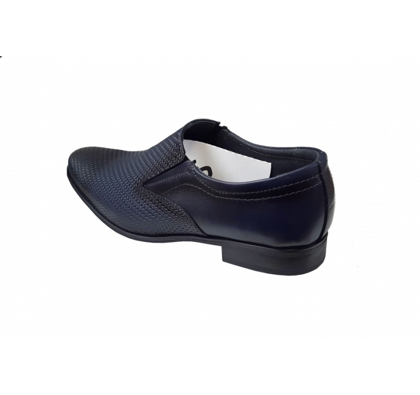 Pantofi barbati eleganti, din piele naturala, Bleumarin, cu elastic  891BLM