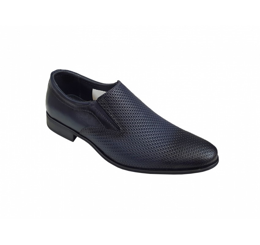 Pantofi barbati eleganti, din piele naturala, Bleumarin, cu elastic  891BLM