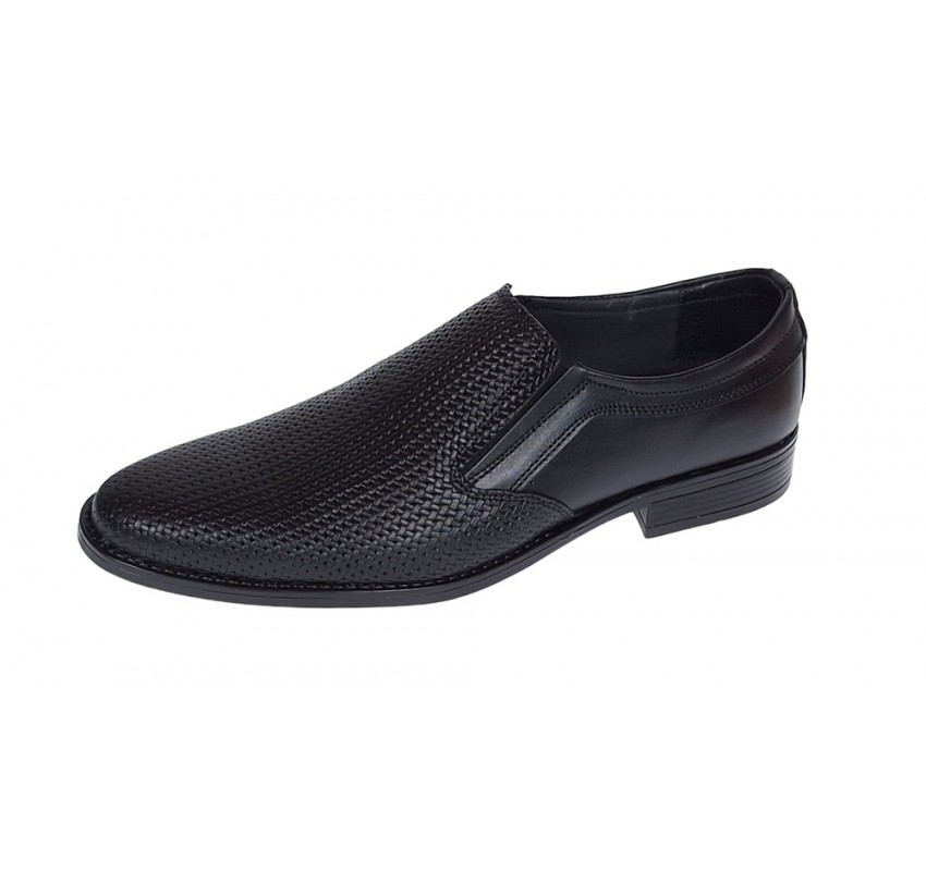 Pantofi barbati eleganti, din piele naturala, Negru cu elastic 891N