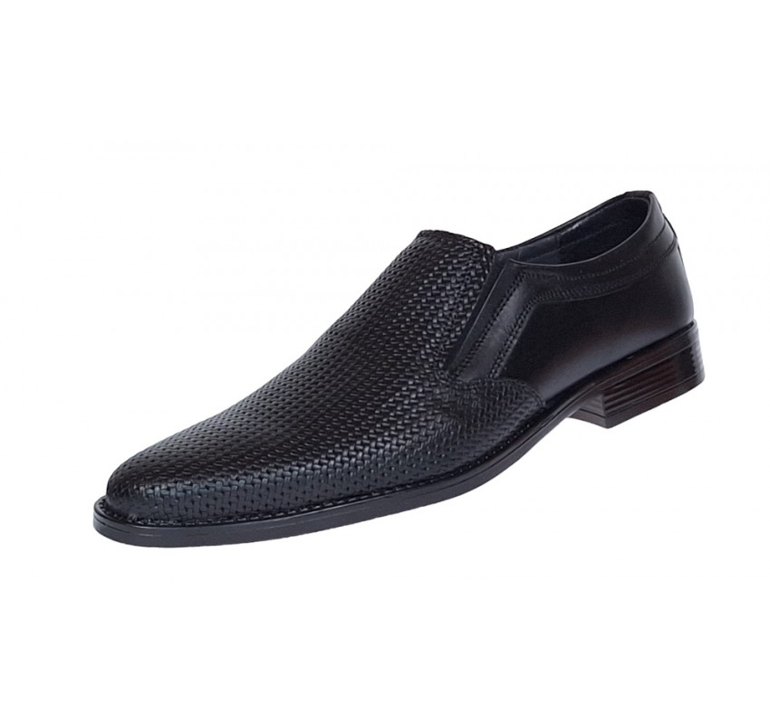 Pantofi barbati eleganti, din piele naturala, Negru cu elastic 891N