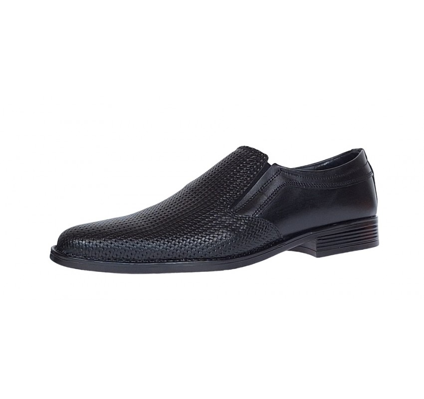 Pantofi barbati eleganti, din piele naturala, Negru cu elastic 891N