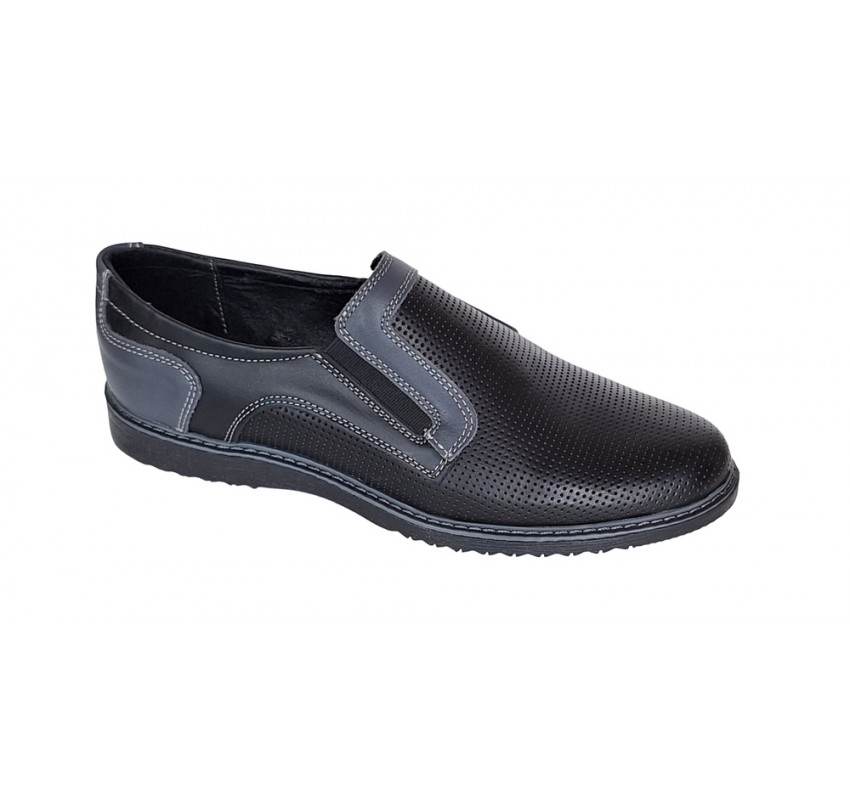 Pantofi barbati casual din piele naturala , Negru - GKR90N