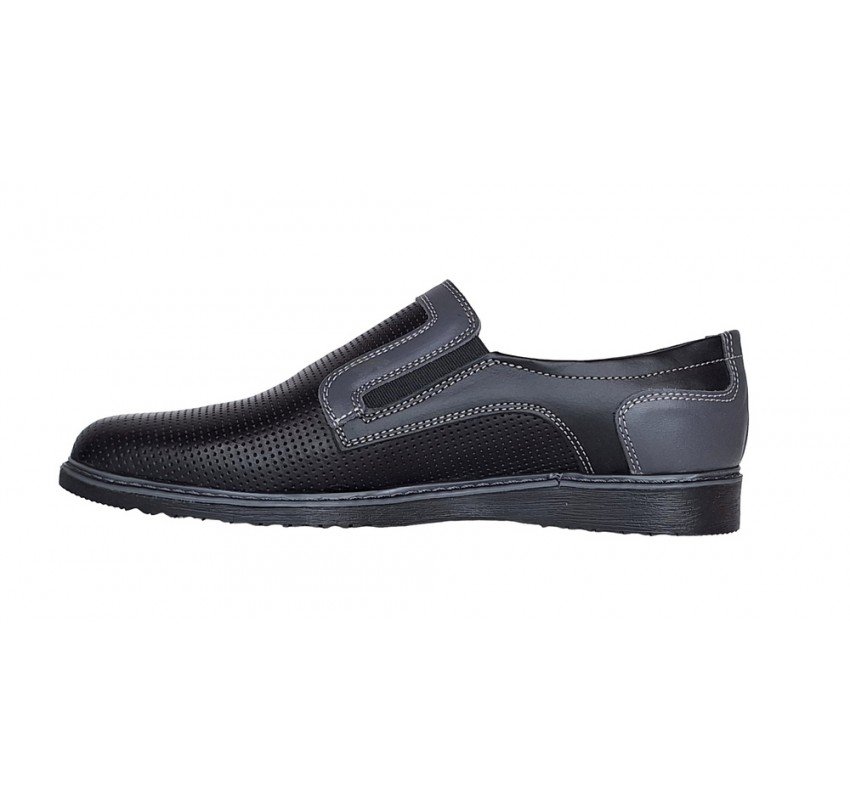 Pantofi barbati casual din piele naturala , Negru - GKR90N